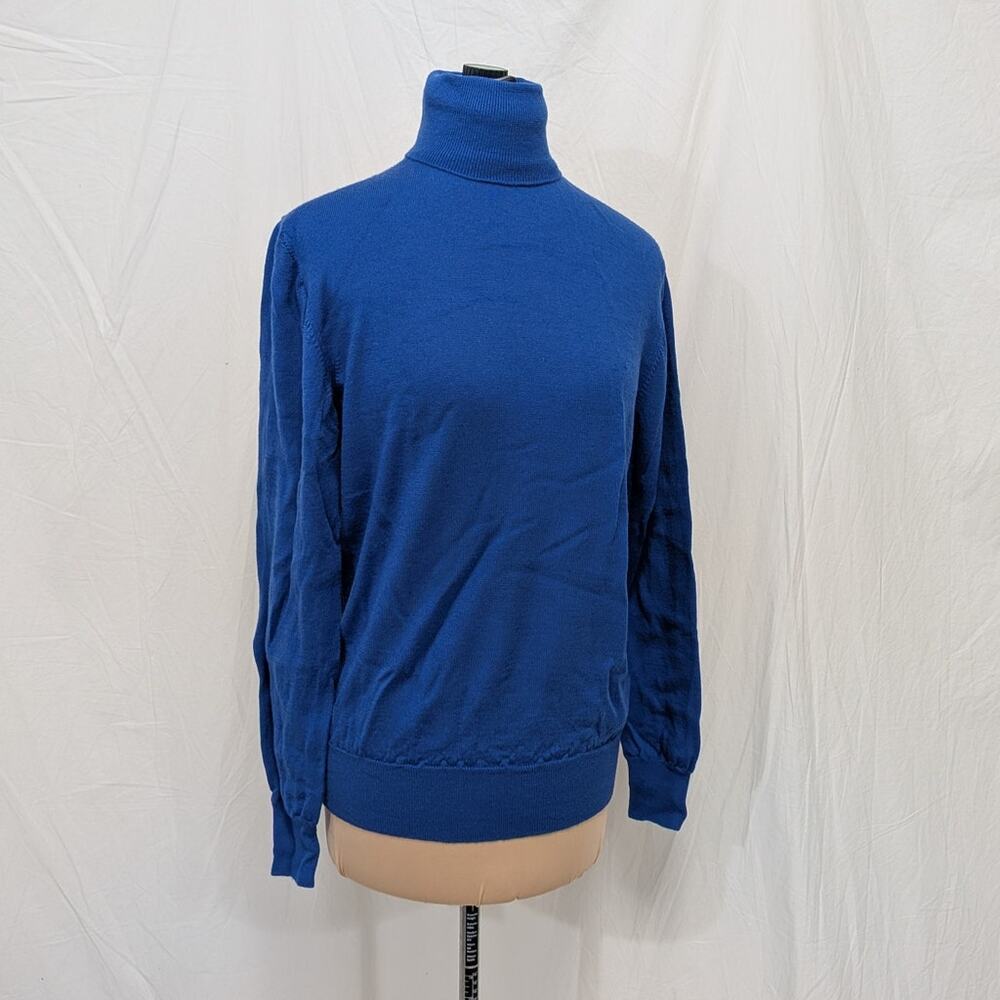 Nordstrom royal blue 100% merino wool turtleneck sweater, size M Made in Italy